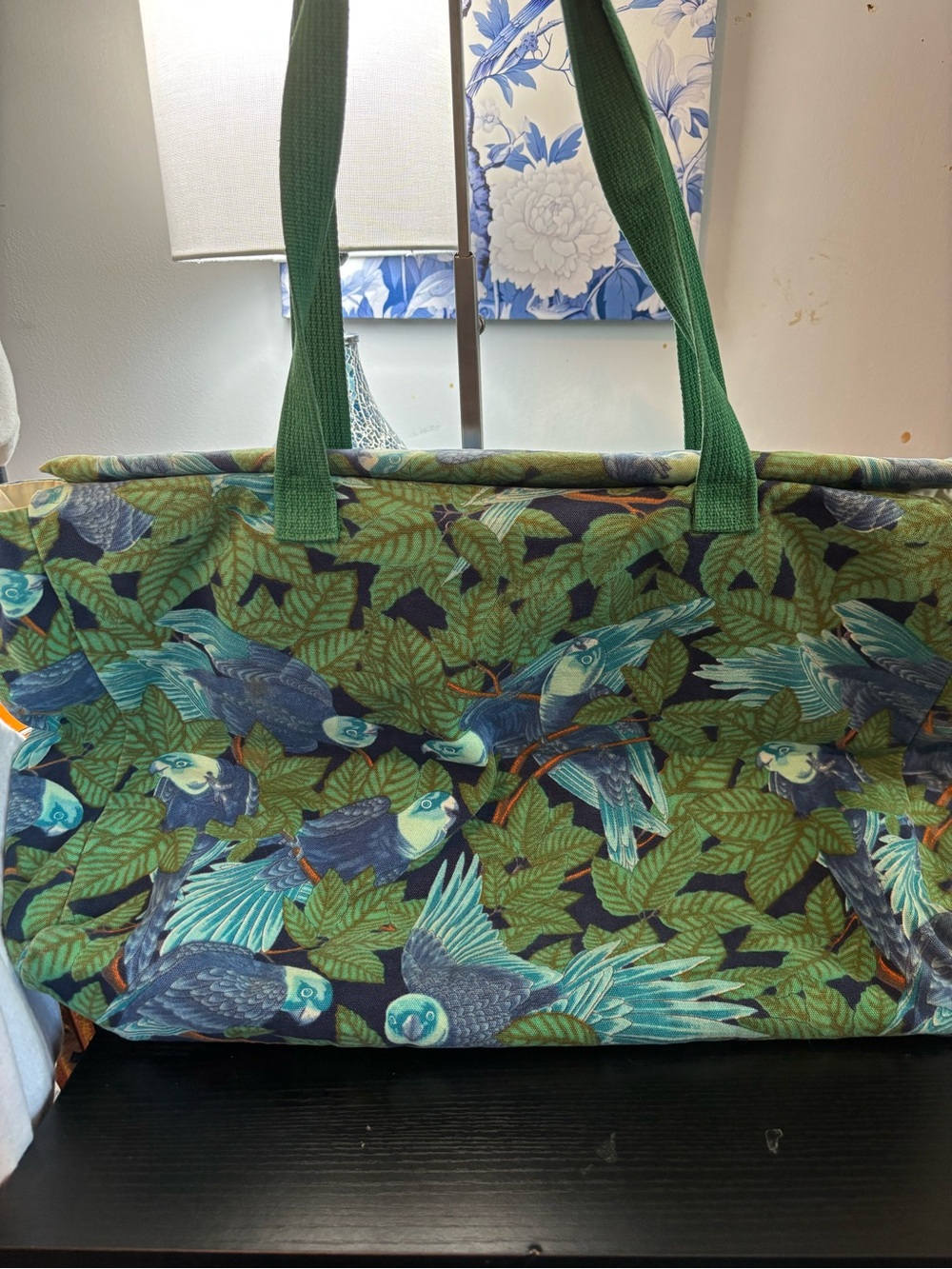 Rare Vintage Hermès Les Perroquets GM Beach Tote Bag Canvas Parrots Joachim Metz